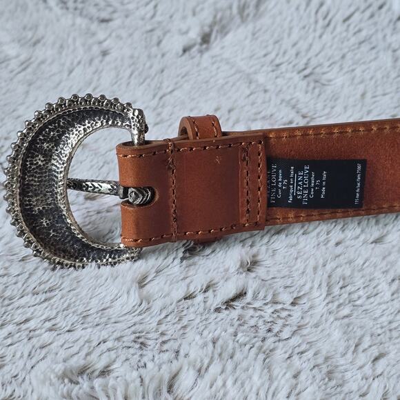 COPY - Sezane women's cow leather fine louve belt natural heritage T 75 - Picture 3 of 7